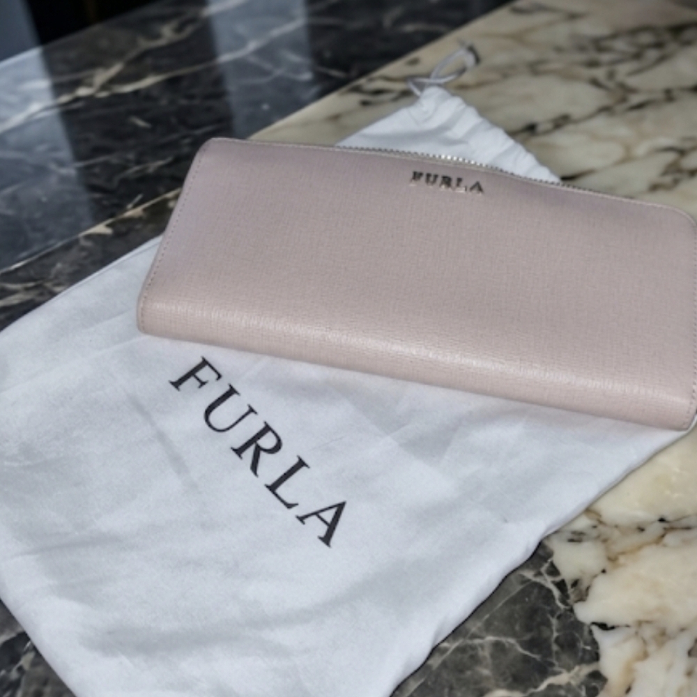 Vintage Furla Pale Pink Long Zippy Wallet